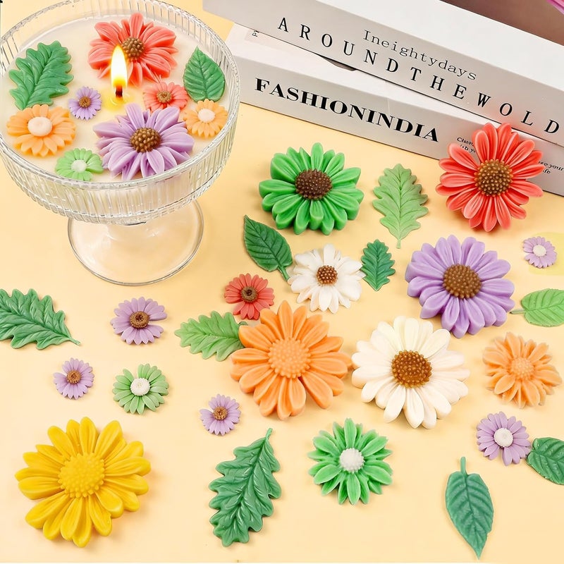 ZQYSING 4 Pack Daisy Silicone Molds with Leaf Mold, Set of Large + Medium + Small + Mini Daisy Flower Molds for Candles Wax Soap Epoxy Resin Plaster Fondant Chocolate Cake Cupcake Topper Decoration - Image 2